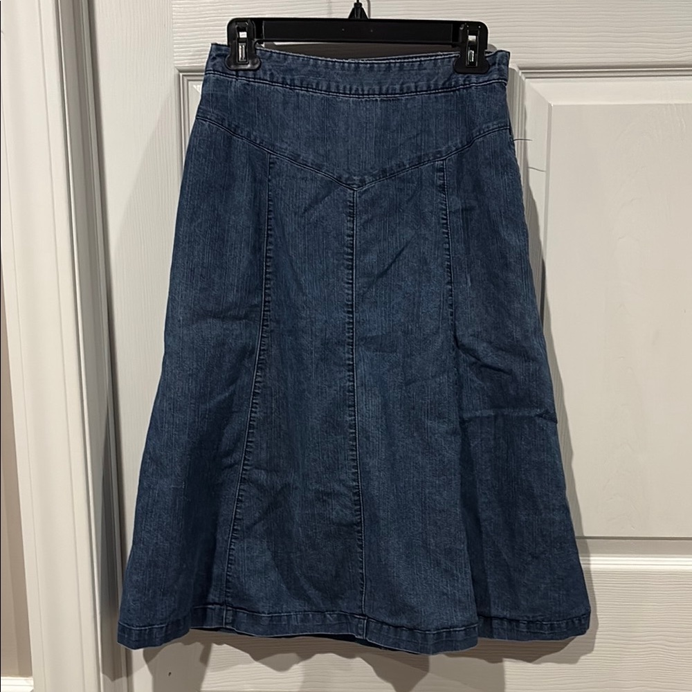 Alfred Dunner Dark Blue Denim A-Line Midi Skirt
